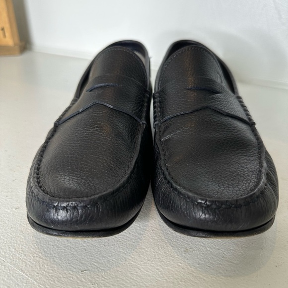 Tod’s Men’s Size 10 Black Pebbled Leather Loafers – Classic Italian Penny Slip-O - Picture 2 of 10